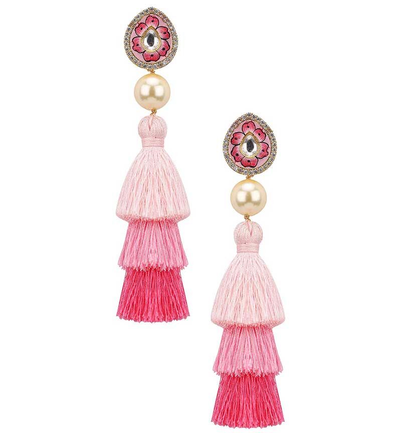 Earring of Meenakari and Threads Strands