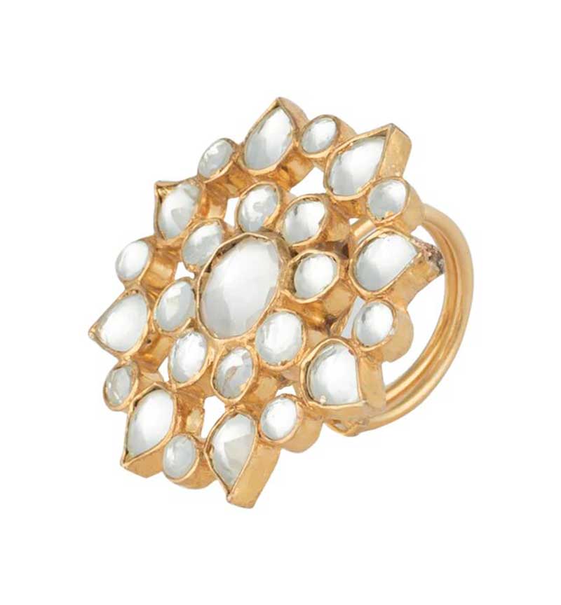 White Jadtar Studded Ring