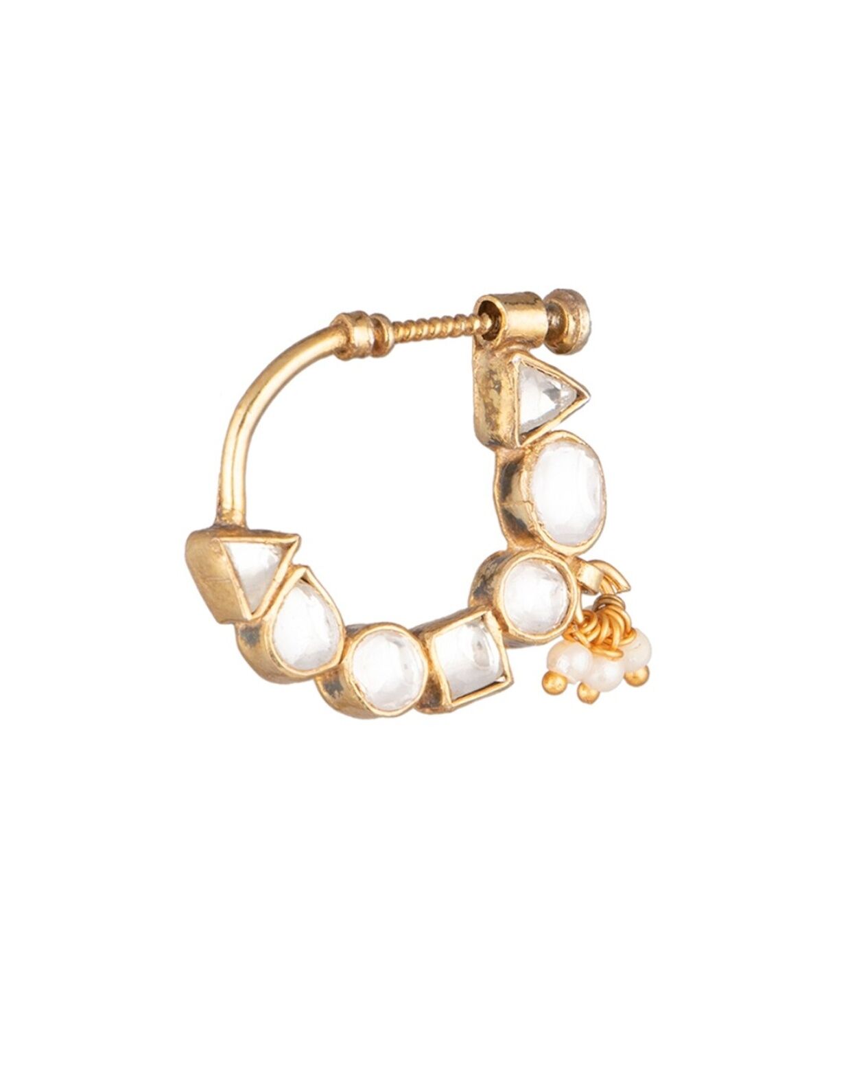 WHITE STONE SMALL NATH WITH WHITE HANGINGS